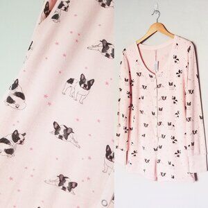 NEW Z Supply Frenchie Star Sleep Romper Long Sleeve Henley Button Peach Pink S